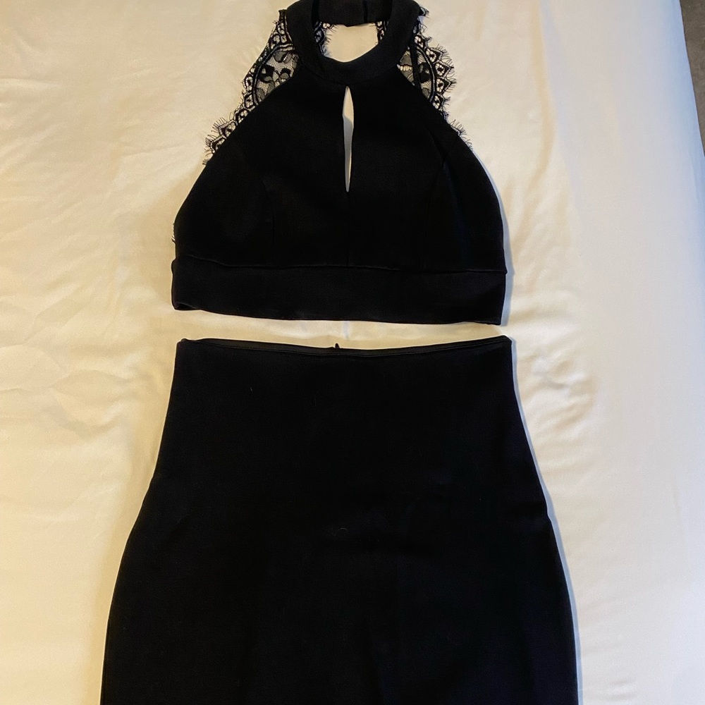 Lulus Black Lace Two Piece Dress